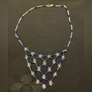 VTG Blue bead and silver accent choker, perfect for a Ren Faire outfit!!